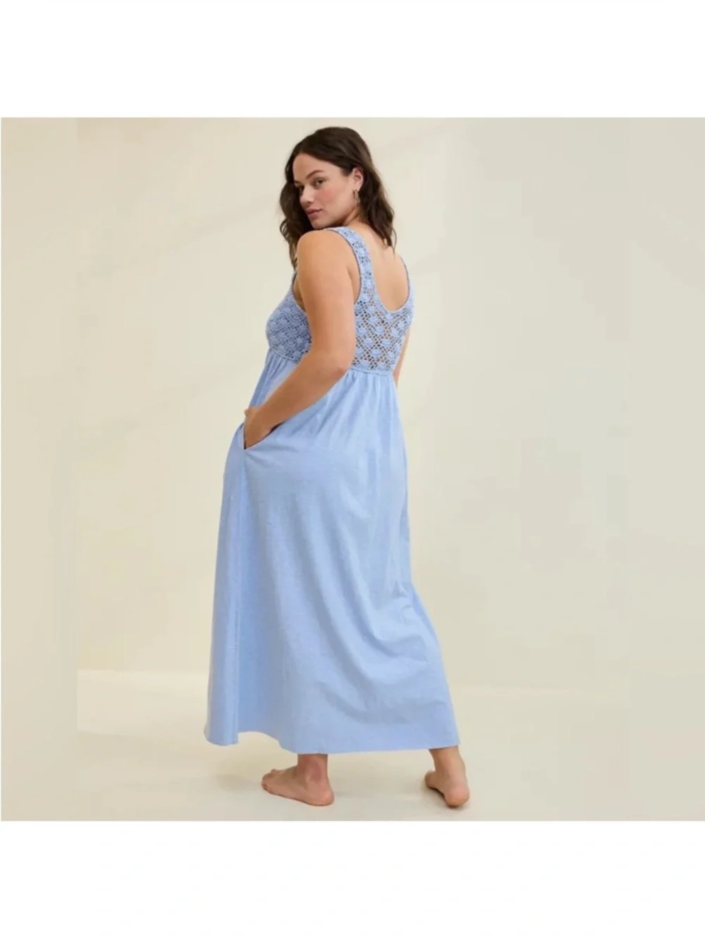 aerie Light Blue Crochet Bodice Maxi Dress - Picture 3 of 3